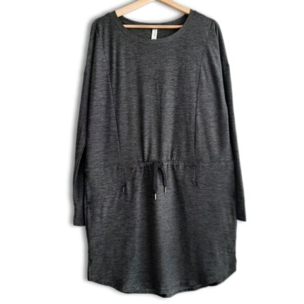 KYODAN Athletic Mini Dress Tunic Grey Long Sleeve w/ Pockets Sz M